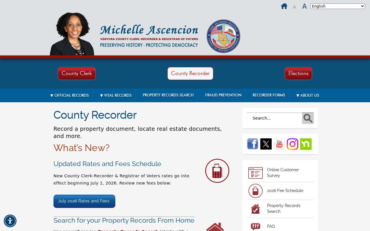 Camarillo people search Ventura County Recorder home page