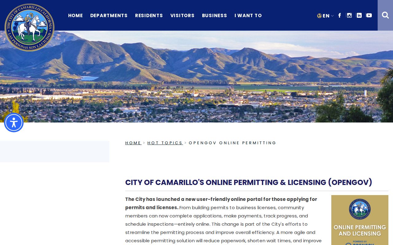 Camarillo public records OpenGov permitting portal