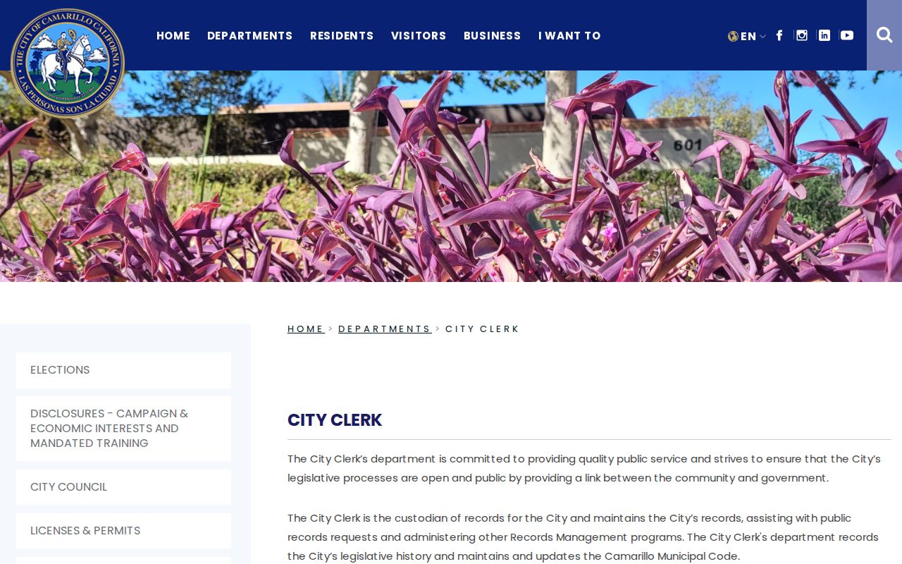 Camarillo public records city clerk office page