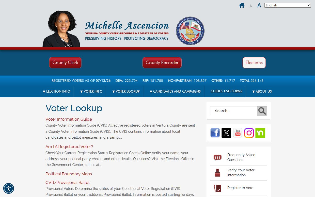 Camarillo voter registration records Ventura County voter lookups hub